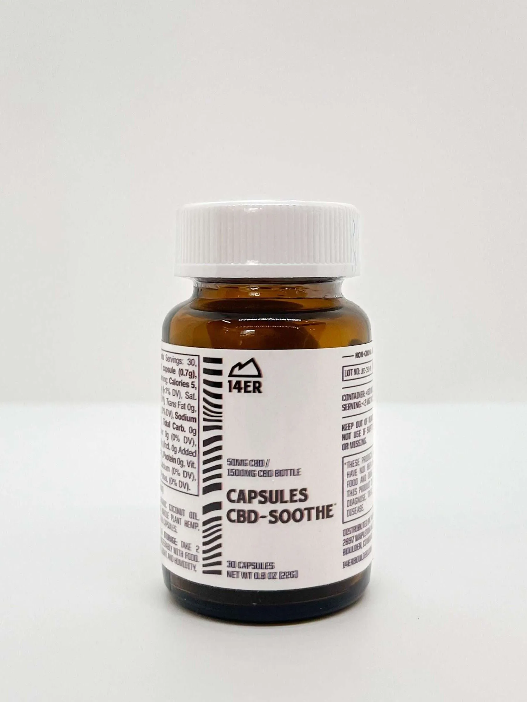 14er Capsules CBD soothe 1500mg bottle